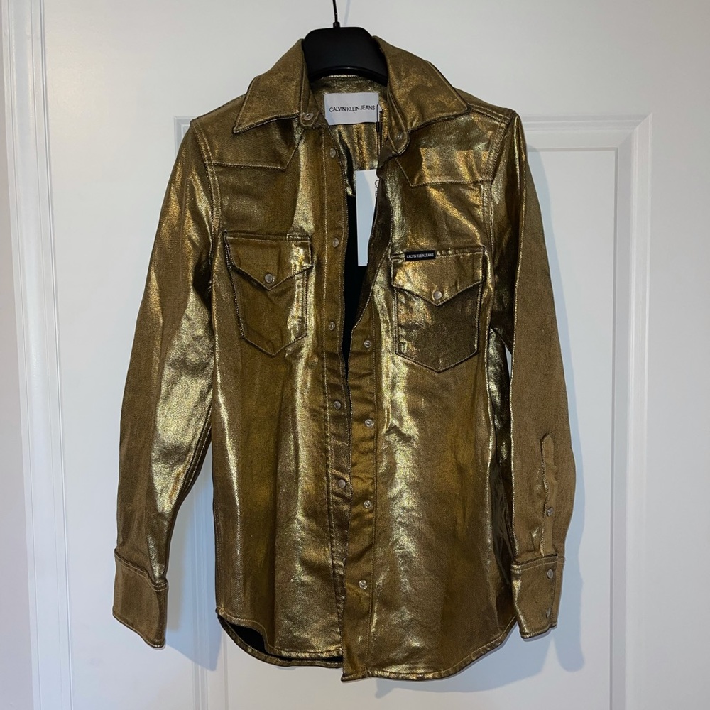 METALLIC CALVIN KLEIN WOMENS DENIM JACKET
